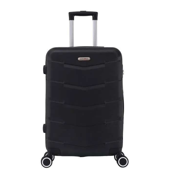 SUPERFLY - Valise Cabine 55x34x23cm - Rigide, Légère 2,5 Kg - 39 litres - 4 Doubles Roues Silencieuses - Wall - Noir-0
