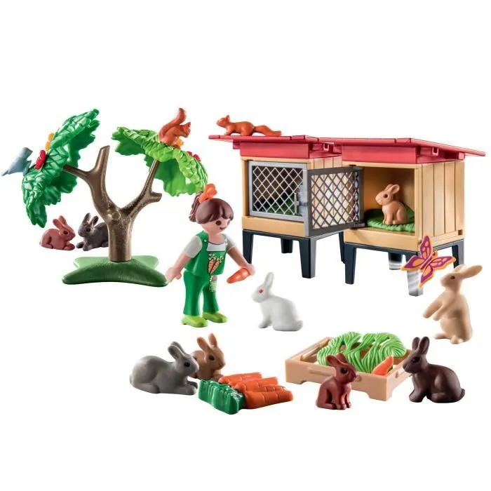 PLAYMOBIL 71252 Enfant avec enclos et lapins, Country La Ferme, Animaux de la ferme, Dès 4 ans-1