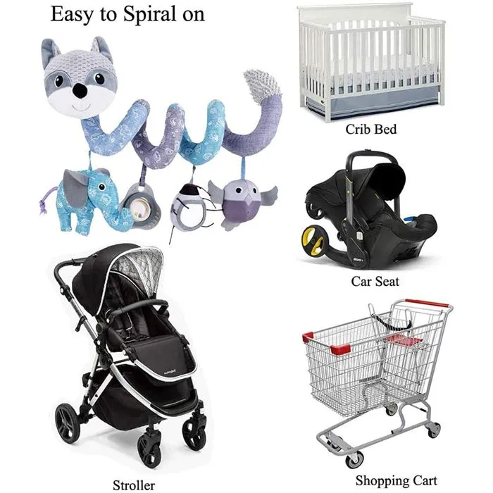 Jouets pour poussettes,Jouets Suspendus D'ornement De Berceau De Landau, Jouet en Spirale De Poussette De Lit De Bébé Gris-3