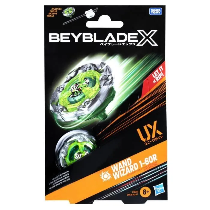 Beyblade X, Starter Pack Wand Wizard 1-60R UX avec toupie de type à rotation droite de type attaque et lanceur, dès 8 ans-5