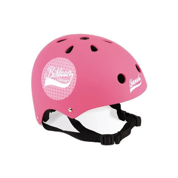 Casque draisienne JANOD Bikloon rose à pois pour enfant - Taille S réglable de 47 à 54 cm-0