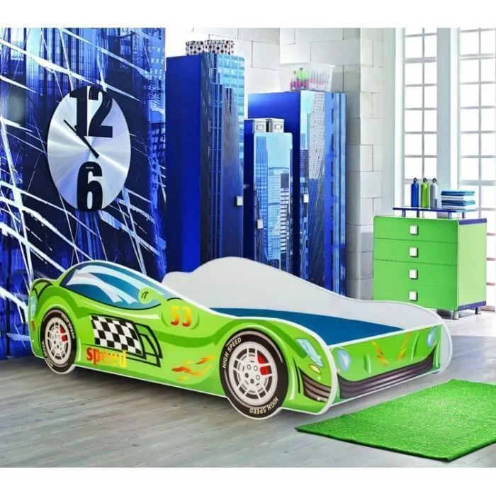 Lit enfant voiture "SPEED" 160x80cm + sommier + matelas-3