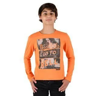 Tee shirt enfant manches longues Japan Rags - Sheldon Blanc - Orange - Regular - 100% Coton-3