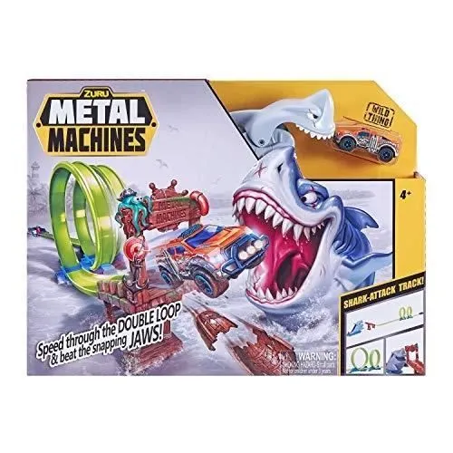 Jeu de construction - METAL MACHINES - SHARK PLAYSET - Piste de course - Requin géant - 2 voitures-0