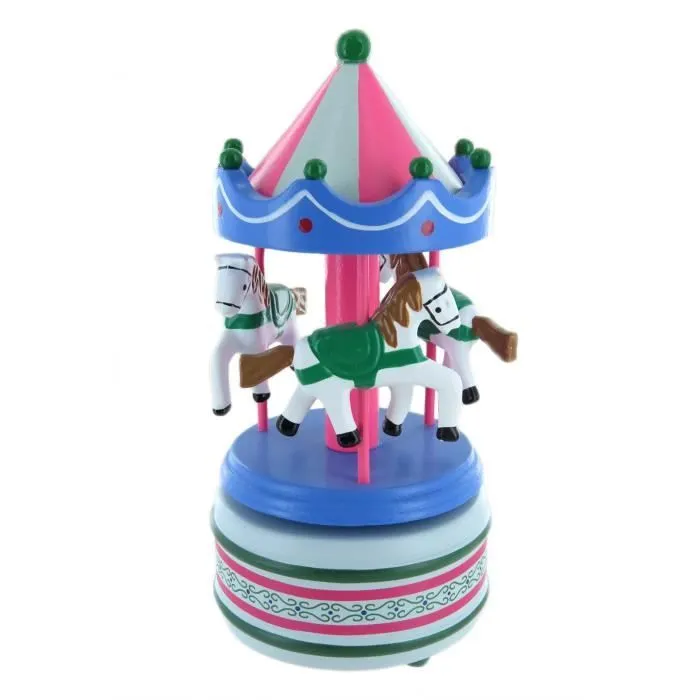 Boîte à musique - Carrousel miniature en bois avec chevaux tournants - Rigoletto (Giuseppe Verdi)-0