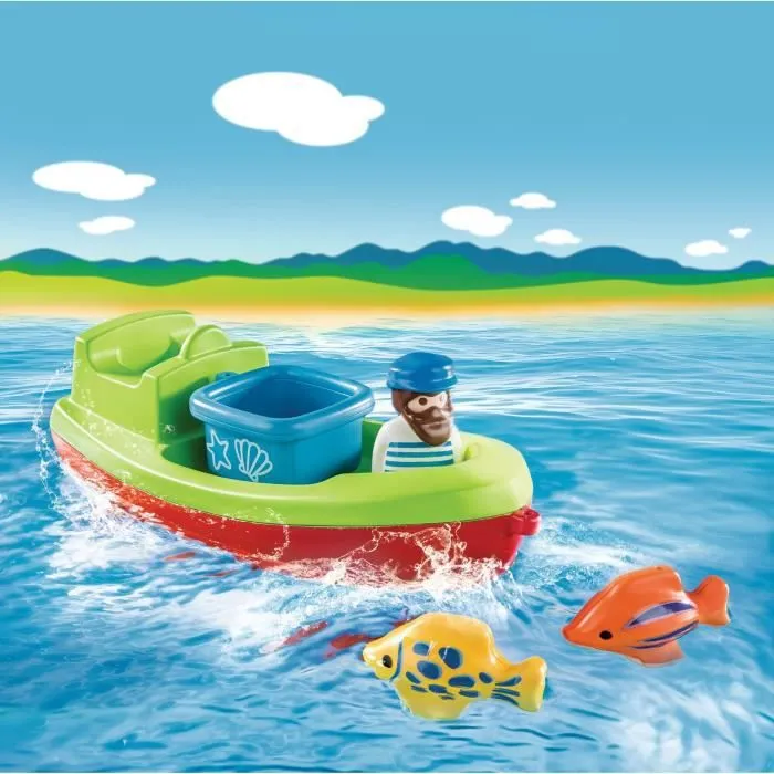 PLAYMOBIL - 70183 - PLAYMOBIL 1.2.3 - Bateau et pêcheur - Jouet pour enfant de 18 mois et plus-3