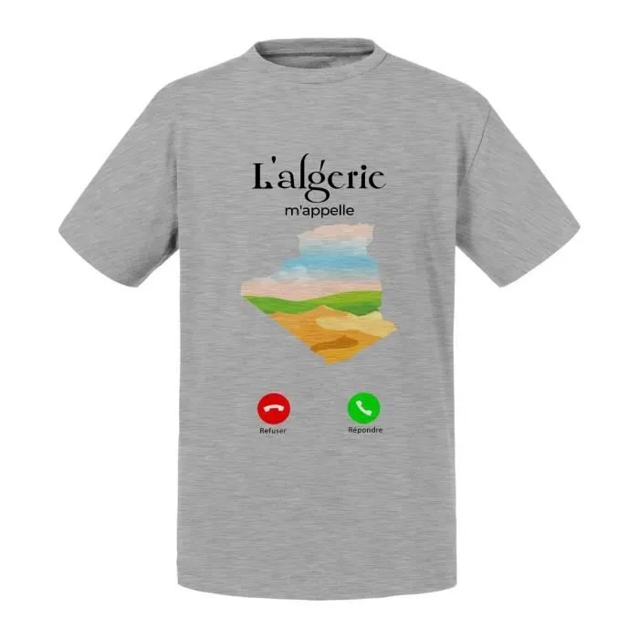 T-shirt Enfant Gris L'Algérie M'Appelle Voyage Culture Tourisme-0