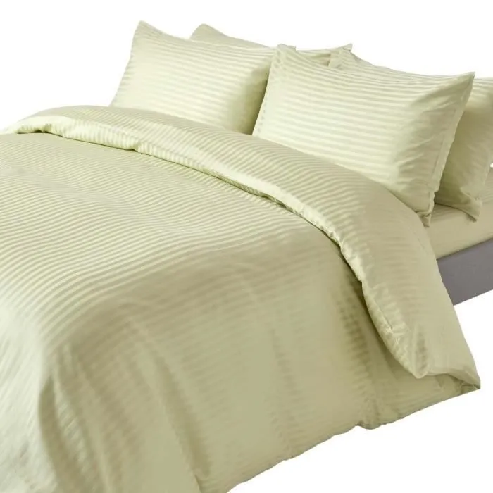 Housse de couette + taies d'oreiller - Coton égyptien - Vert sauge - 330 fils - 230 x 220 cm - Hypoallergénique-0