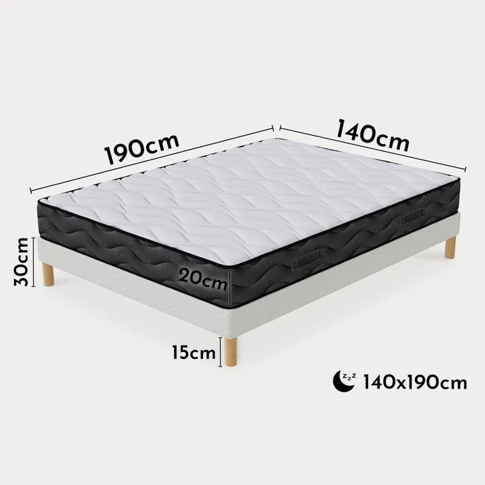 EDEN - Ensemble sommier + matelas 20 cm 140x190-4