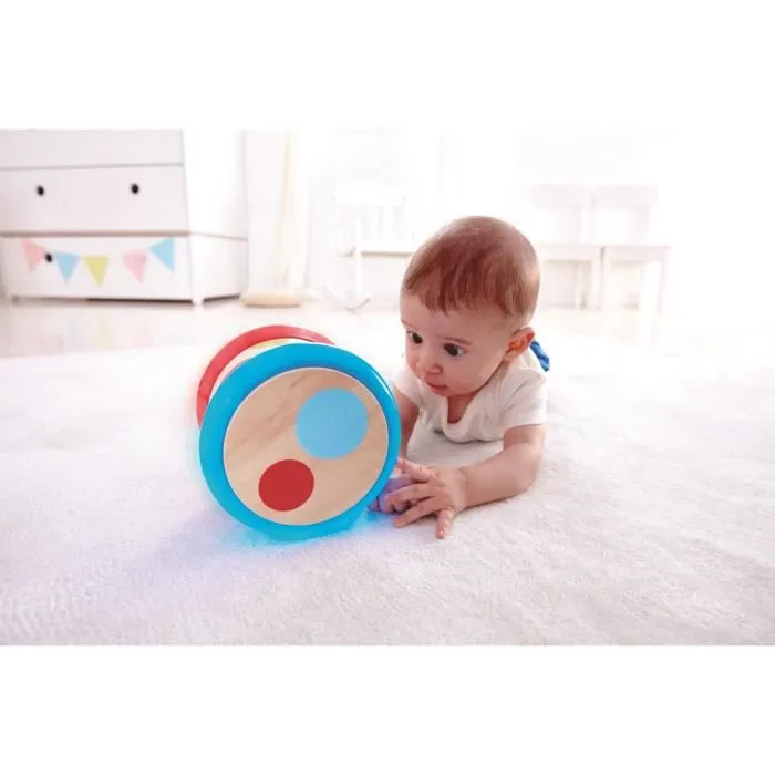 Jouet d'éveil musical en bois - Tambour de bébé - HAPE - Rouge - Extérieur - 3 x AA-1