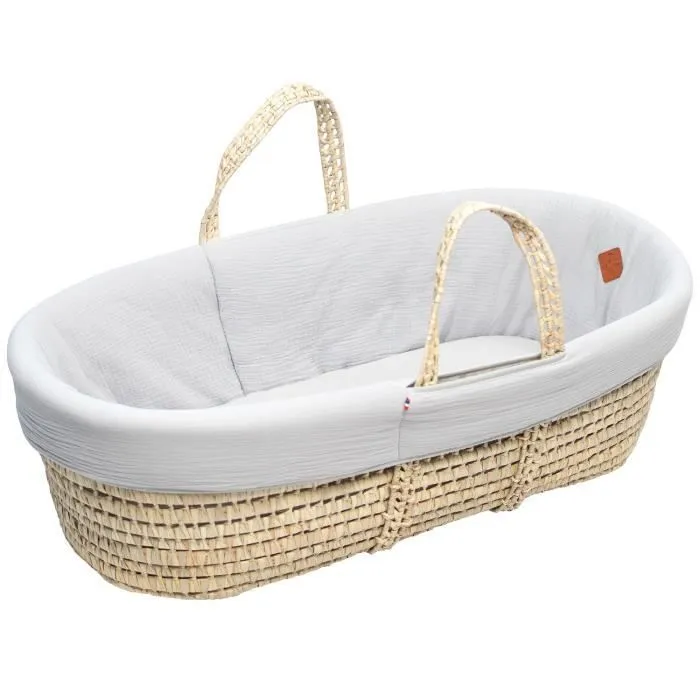 Couffin bébé avec Matelas Habillage et Drap Housse Gris clair Taille Unique-0
