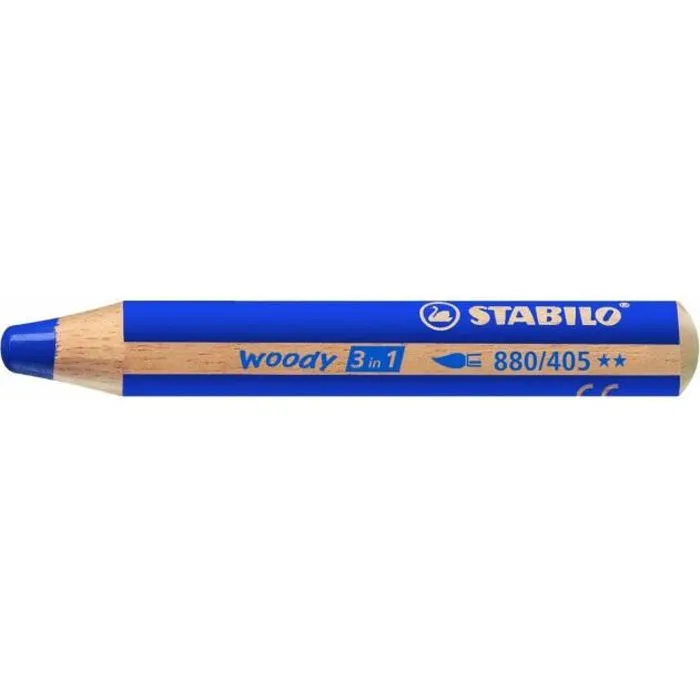 Crayon 3 en 1 - WOODY - Extra large - Bleu Outremer - Aquarellable - Lavable - Indestructible-0