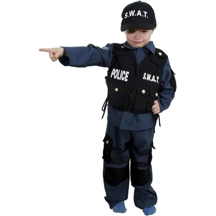 Déguisement Agent SWAT Garçon 5/6 ans - CHAKS - Métier - Polyester - Bleu-0