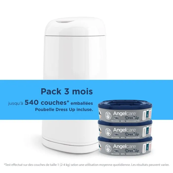 Starter Pack Poubelle à couches Dress Up + 3 recharges Blanc-2