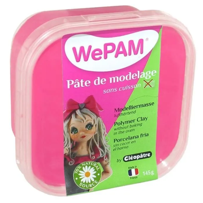 Porcelaine froide à modeler WePam 145 g - Marque WEPAM - Rose fluo - Souple et résistante