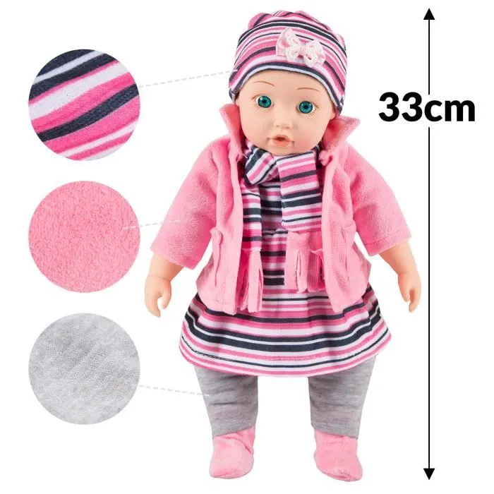 Kinderplay Poupée Bébé Poupee Qui Parle Mama Papa, Taille 35 cm - Jouet Bebe Poupon Fille Bebe Taille 14’’, KP4839-2