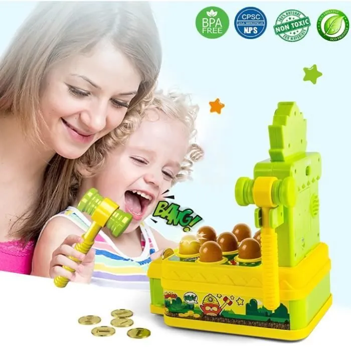 Jeu de la Taupe,Mini Jeu d'arcade électronique,Jeu de pièces de Monnaie sur Banc de Frappe avec 2 marteaux,Jeu pour Les Tout-Petits-1