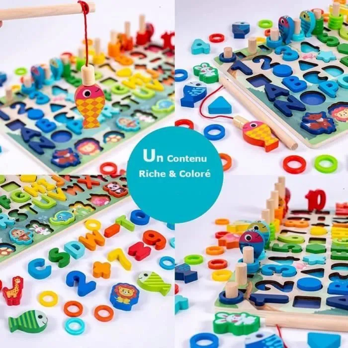 Jeux Montessori 1 2 3 4 5 Ans-Jouet en Bois-Puzzle Enfant-Jeux educatif-Apprendre a Lire-Alphabet Montessori-Cadeau Fille Garçon-3