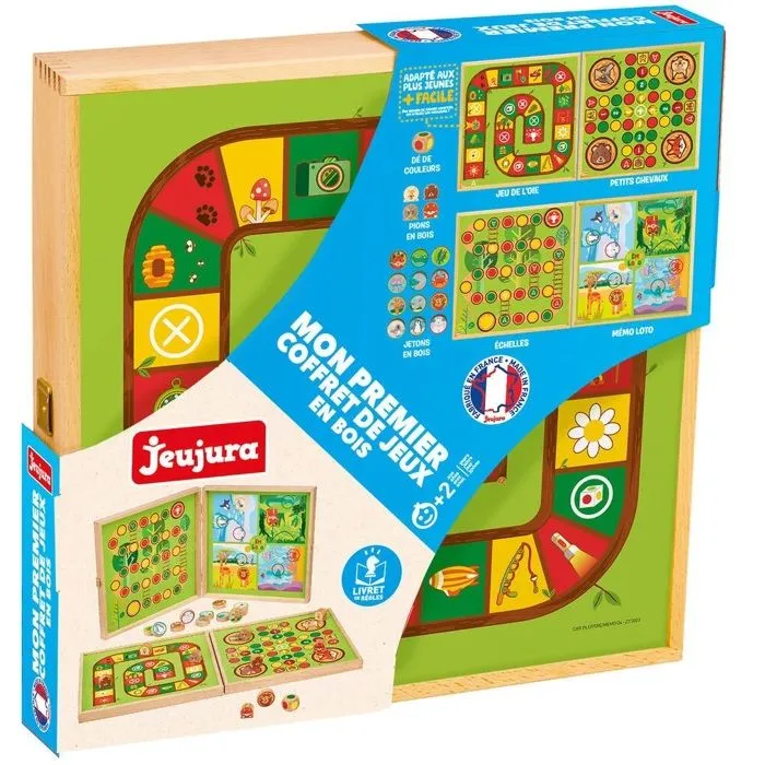 Coffret de jeux en bois - Jeujura - Mon 1er coffret - 4 jeux traditionnels - Dès 2 ans - Mixte-0