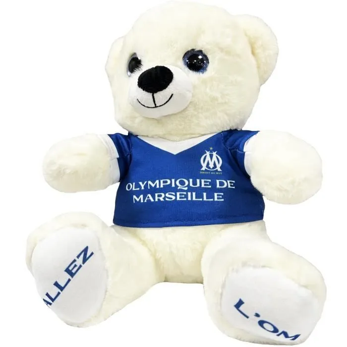 Grand Ours peluche en maillot OM - Collection officielle OLYMPIQUE DE MARSEILLE - 28 cm-0