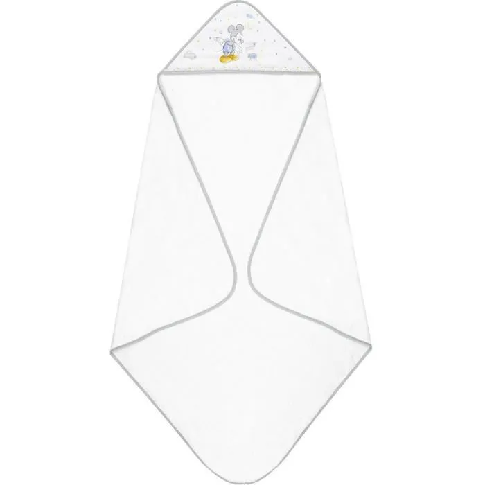 Disney cape de bain Mickey Mouse junior 100 cm coton blanc/gris-0