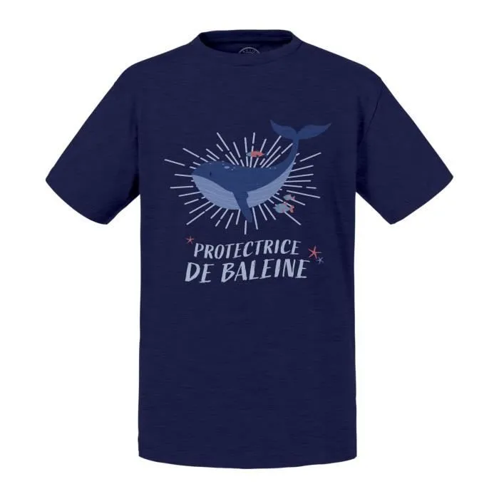 T-shirt Enfant Bleu Protectrice de Baleine Mer Ocean Ecologie-0