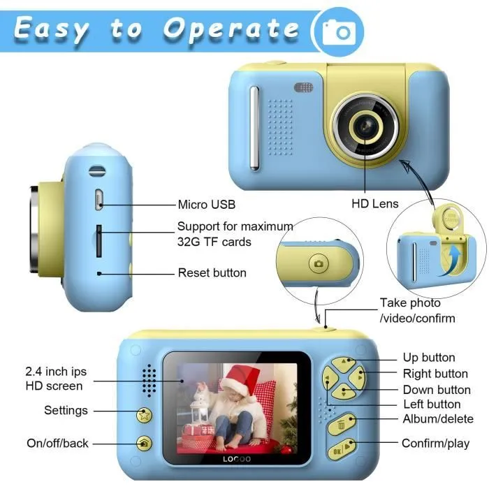 Caméra Numérique Enfant RNGCPTO Kidizoom - 4MP - 2,4 Pouces - Bleu - Pour Garçons 3 à 10 ans-2