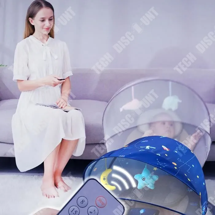 TD® Chaise berçante électrique intelligente pour bébé pliable et lavable mère et bébé coaxial bébé pour dormir lit de berceau blueto-1