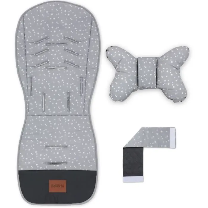 Bellochi Coussin Poussette Universel Été Matelas Poussette Universelle avec Coussin Anti-Choc - Velours et Coton - Gris-0