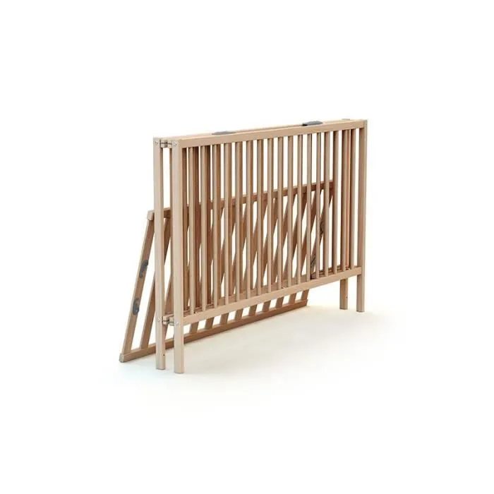 Lit bébé pliant AT4 Webaby Hêtre Brut 60 x 120 - AT4 - Hêtre massif - Beige - Bébé-2