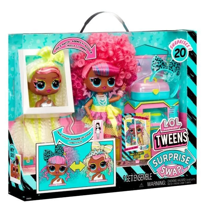 L.O.L. Surprise Tweens Surprise Swap Fashion Doll - Curls-2- Crimps Cora - 1 poupée Tweens 17cm, 1 mini tête à coiffer et des-3