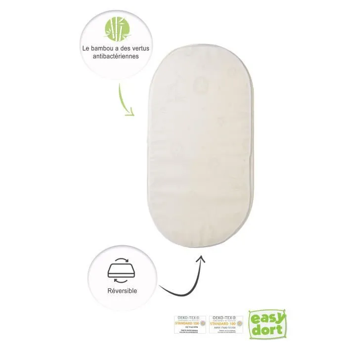 Matelas couffin en Bambou avec coins arrondis 32x72 cm-3