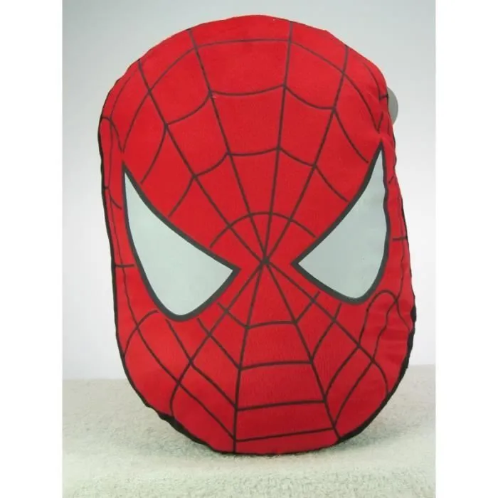 Coussin peluche - Spiderman - Tête - 40 x 26 cm - Rouge - Intérieur - Enfant-0