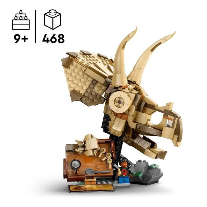 LEGO Jurassic World 76969 Les fossiles de dinosaures : le crâne du tricératops - Jeu 9 ans-1