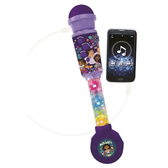Microphone Encanto avec tube lumineux, enceinte (entrée auxiliaire), mélodies et effets sonores-1