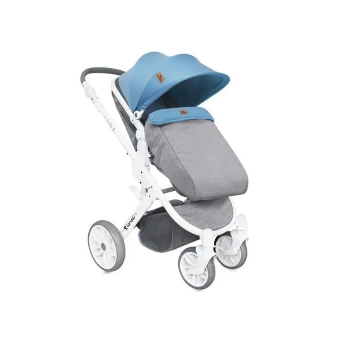 Poussette combinée 2 en 1 (4 roues) avec couvre jambes luna bleu-1