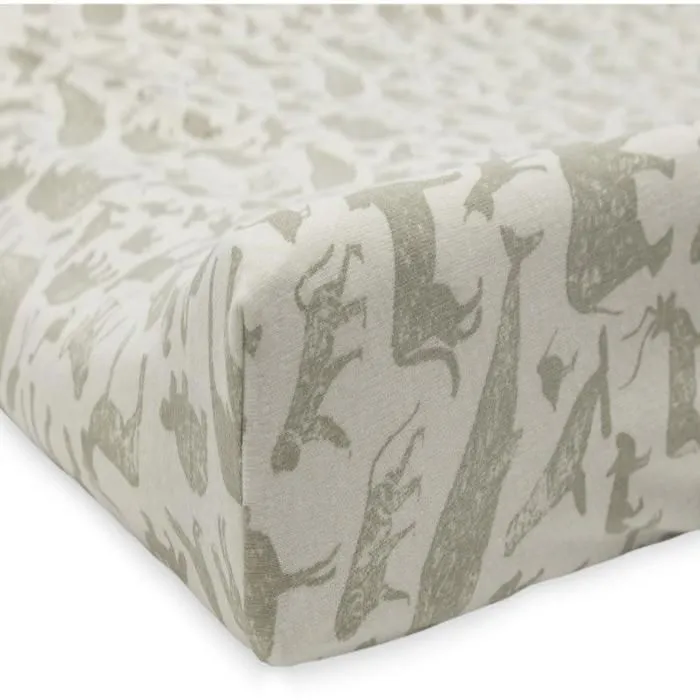 Housse matelas à langer Jersey 50x70cm Animaux Vert Olive Jollein-1