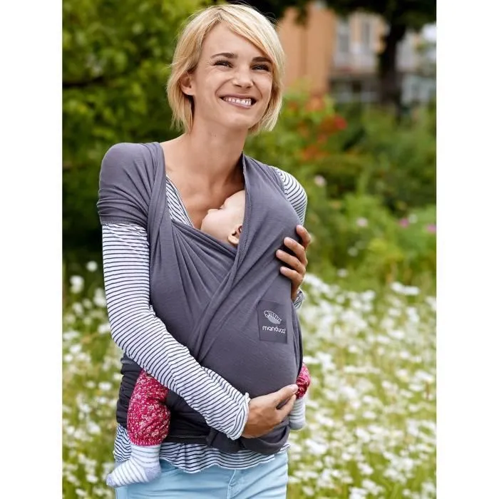 Echarpe de portage MANDUCA Sling Grise - Coton 100% bio - Contact direct avec bébé-1