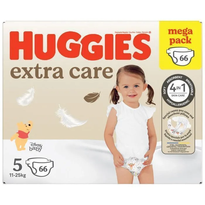 Huggies Extra Care Bébé, 66 couches, avec motifs Disney Taille 5 (12-17 kg)-0