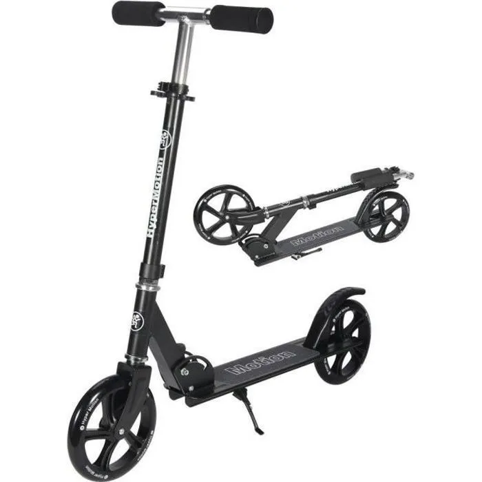 HyperMotion Trottinette Enfant Ados ROCKSTER (charge Max 100 kg) Pliable | Frein à Pied | Roue 200 mm| ABEC-7 Antidérapante | Noir-0