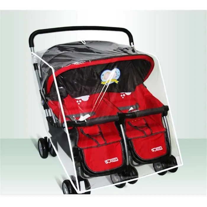 Habillage Universel Pluie pour Poussette DoubleHousse de Pluie Protection Habillage Antipluie Poussette Double (B:Siège gauch [441]-0