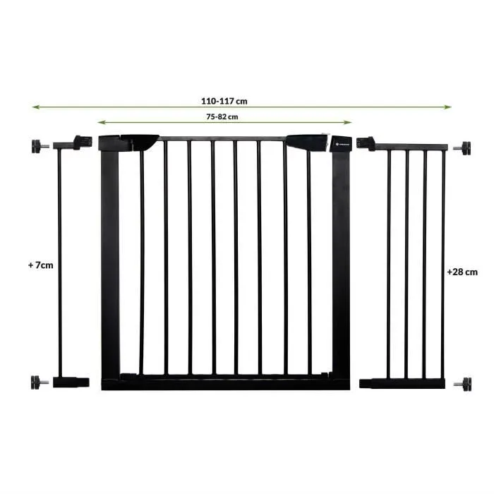 Barrière de Sécurité Bébé Enfant pour Escaliers, Portes - SPRINGOS - Réglable - Noir - Métal-1