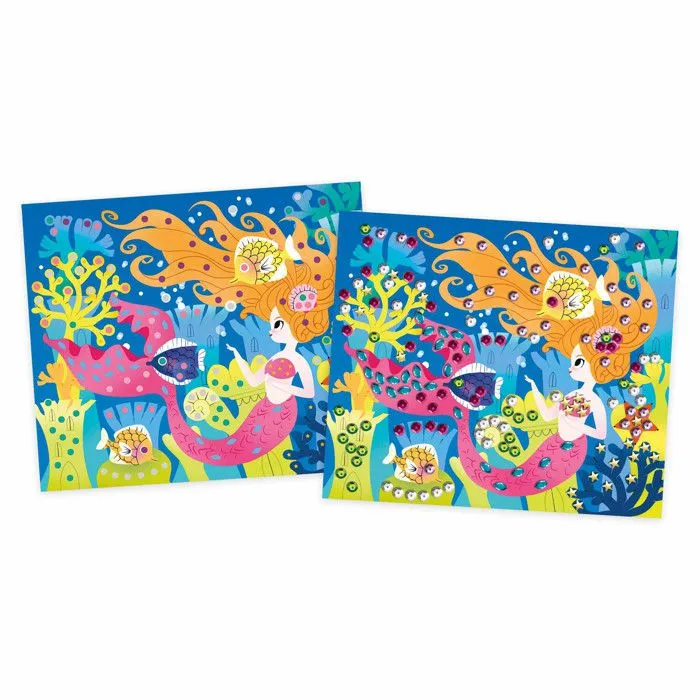 Kit loisir créatif enfant - JANOD - Sequins à coller sirènes - Bleu - Mixte - Dès 6 ans-0