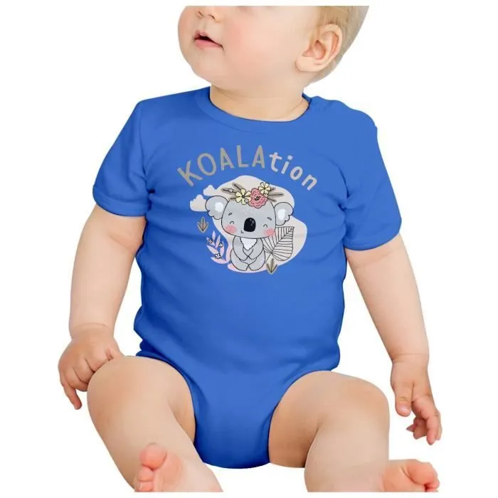 Body Bébé Manche Courte Bleu Koala Koalation Mignon Kawaii Dessin Illustration-1
