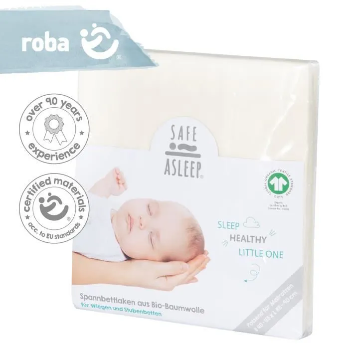 Drap Housse Bébé ROBA - safe asleep® - 40x90 à 45x90 cm - 100% Coton-Jersey - Blanc Canadien-2