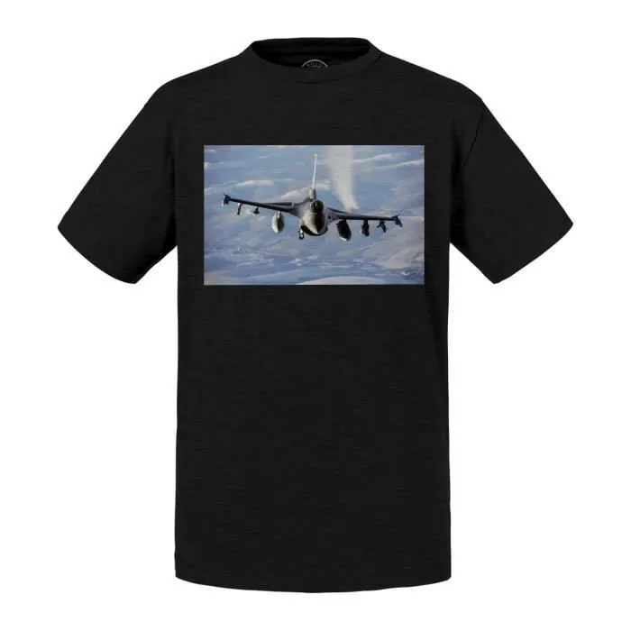 T-shirt Enfant Bleu Avion de Chasse Militaire Jet Combat US Army Bombe-0