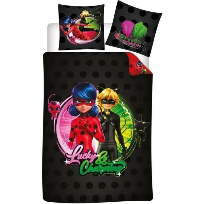 Parure de Lit - Miraculous Ladybug - 140x200 cm - Housse de couette - Taie d’oreiller - Oeko Tex-0