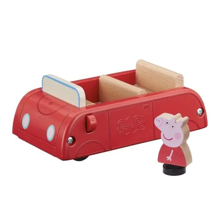 Voiture en Bois Rouge Peppa Pig avec 1 personnage - Giochi Preziosi France-1