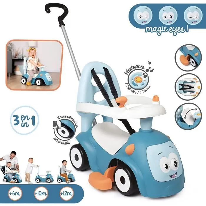 Smoby - Porteur Maestro Balade Bleu - Pour Enfant Dès 6 Mois - Evolutif - Roues Silencieuses - Klaxon-1