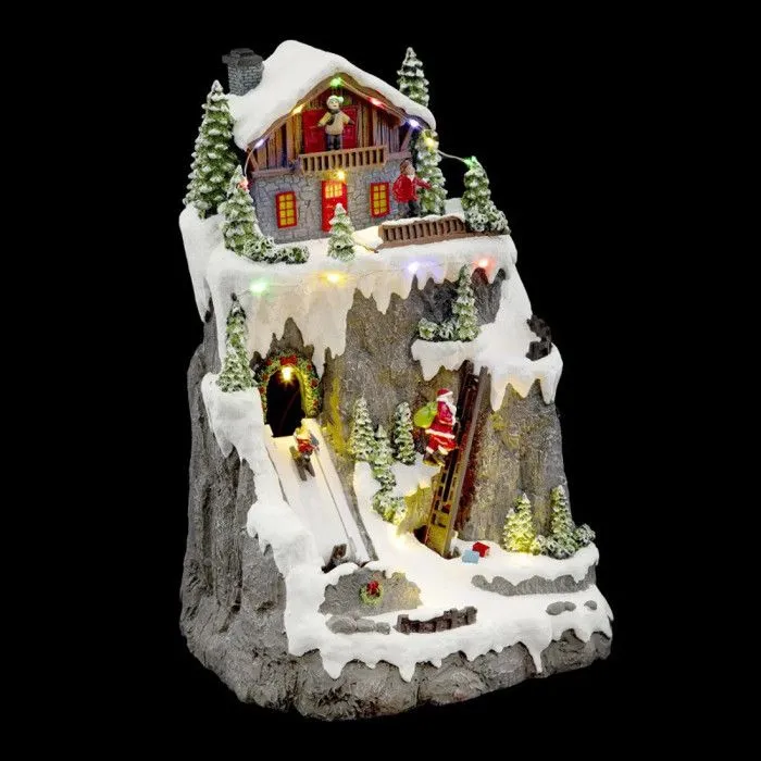 Village de Noël Père-Noël et chalet à la montagne lumineux-2